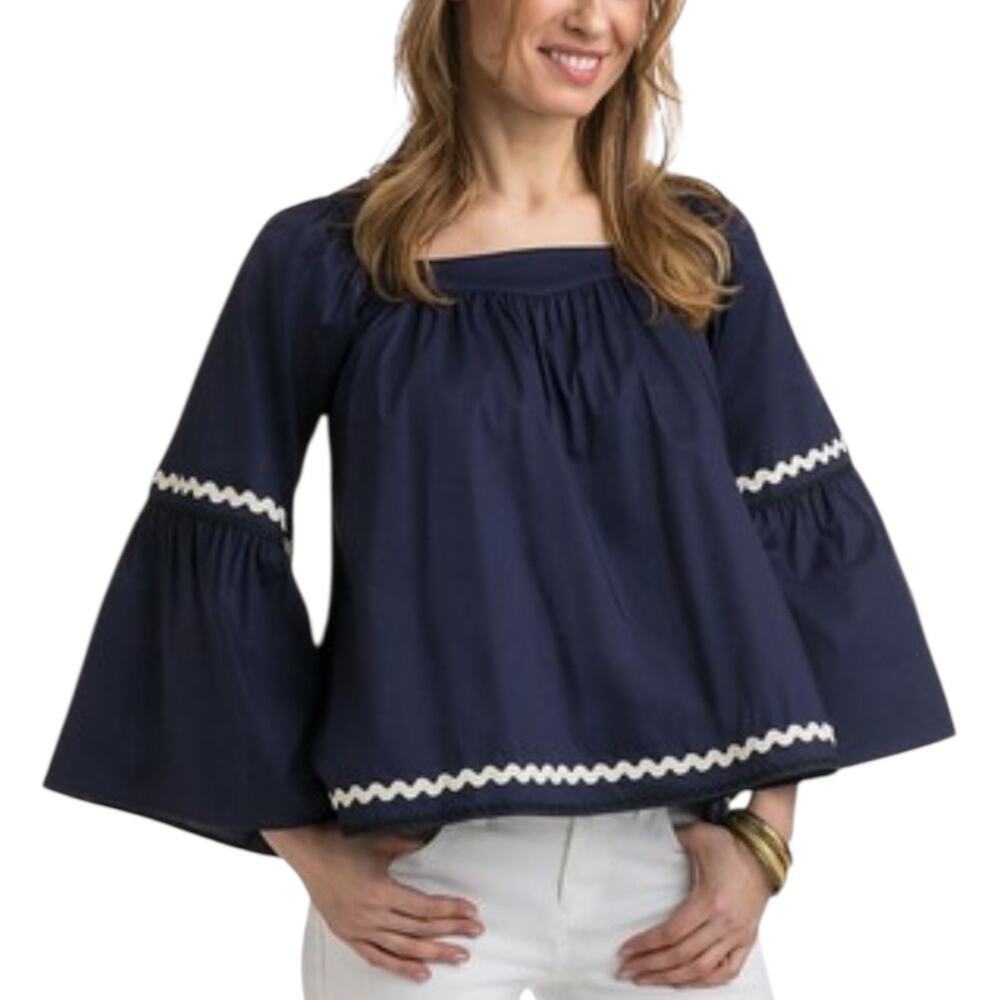 Vineyard Vines Ric Rac Bell Sleeves Woven Top Size XXS